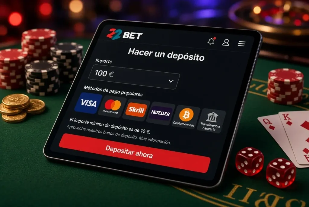 Tableta con la página de depósito